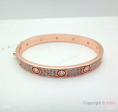 New Copy  Cartier Love Bracelet Full Diamond Rose Gold